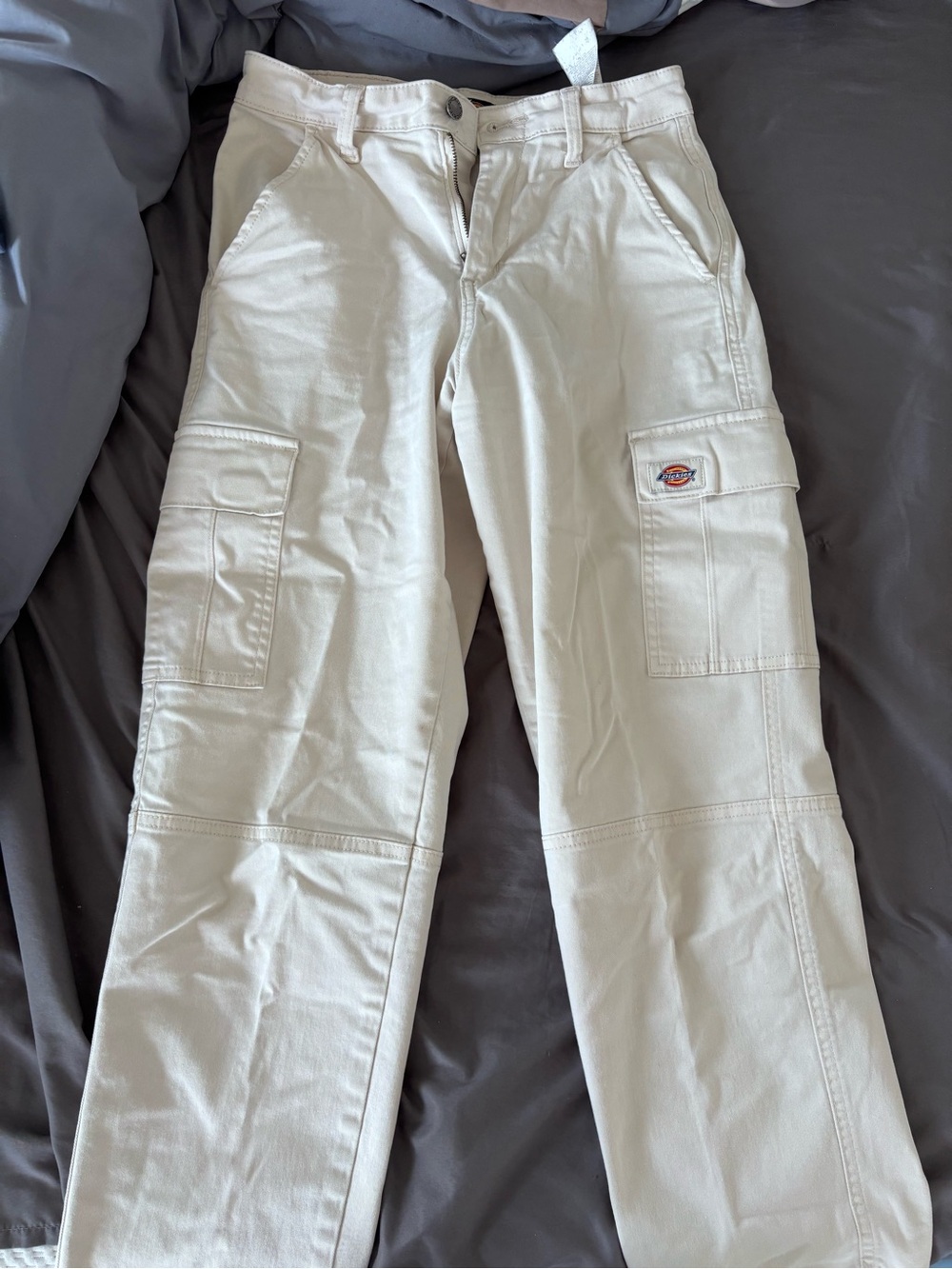 Dickies women’s Tan Cargo Pants with Patch Logo